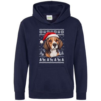 Kinder Weihnachten Beagle Hoodie Hund Schneeflocke Geschenke Bäume Rentier Pullover Tag...