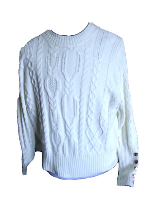 M&S PER UNA GROBER ENGSTRICK ARAN FISCHER WARMER WINTER PULLOVER - GR. 20 XL