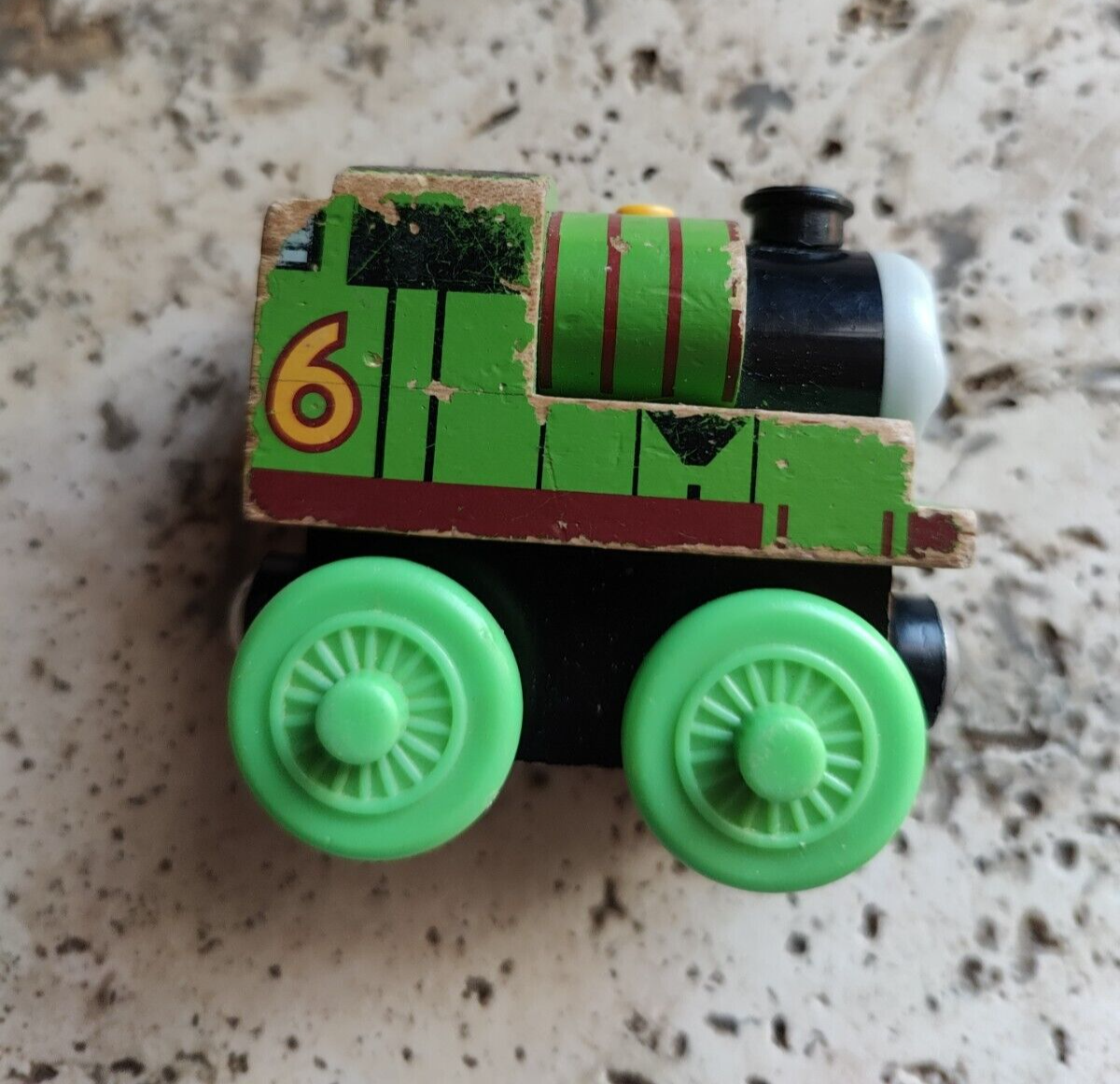 Thomas Percy Wooden Railway Train Toy with Big Wheels for Kids