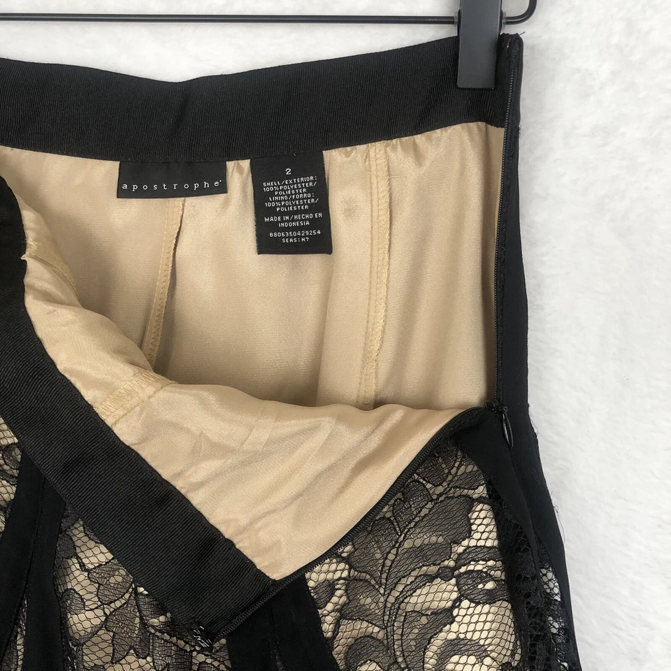 Falda midi de encaje Y2K de colección Apostrophe años 90 talla 2 negra caprichosa hada gótica forrada Foto 3 de 4