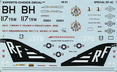 Experts Choice Decal 1/48 RF-4C 117 TRW AL ANG 20th Ann. + 3246th Test Wing USAF