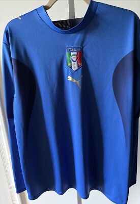 Italy Jersey Soccer LS Shirt 2006 Blue Size L Del Piero Neil Barrett Puma Italia