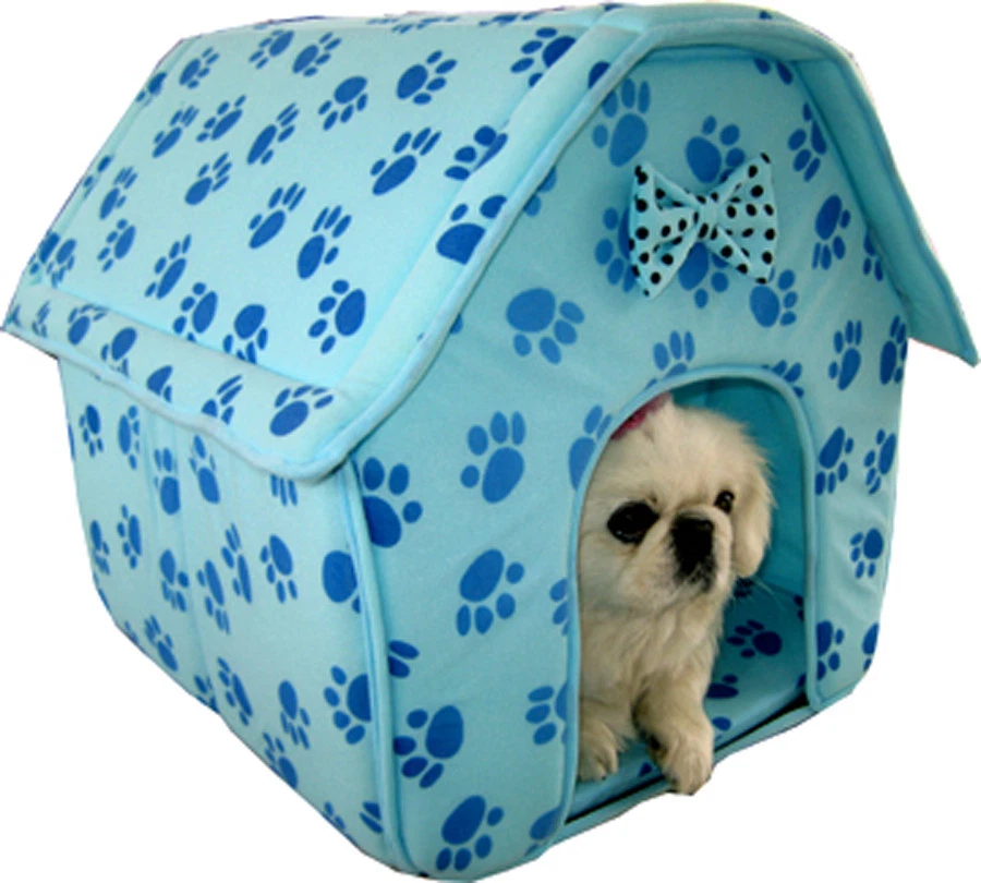 New Dog Cat Pet Soft Cozy House Collapsible Pet Soft Pet House Blue 153
