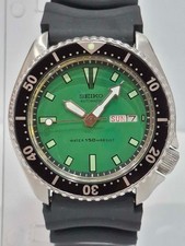 SEIKO VINTAGE (6309-7290) MEN'S DIVER'S WRIST WATCH ON GREEN DIAL #7N5642