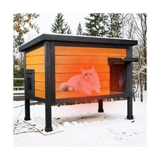 Outdoor Insulated Cat House for Stray Cats Weatherproof Shelter with Openable...