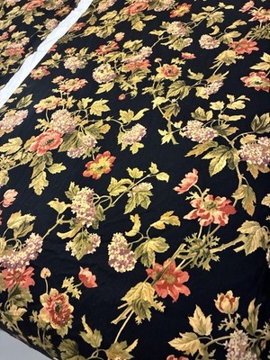 Waverly Curtain Panels SET/2 Floral Jacobean Imperial Dress Onyx Black Red 42x82