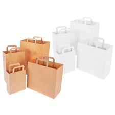 250 Papiertragetaschen mit Flachhenkel Papiert&uuml;ten Bio Papiertasche Kraftpapier
