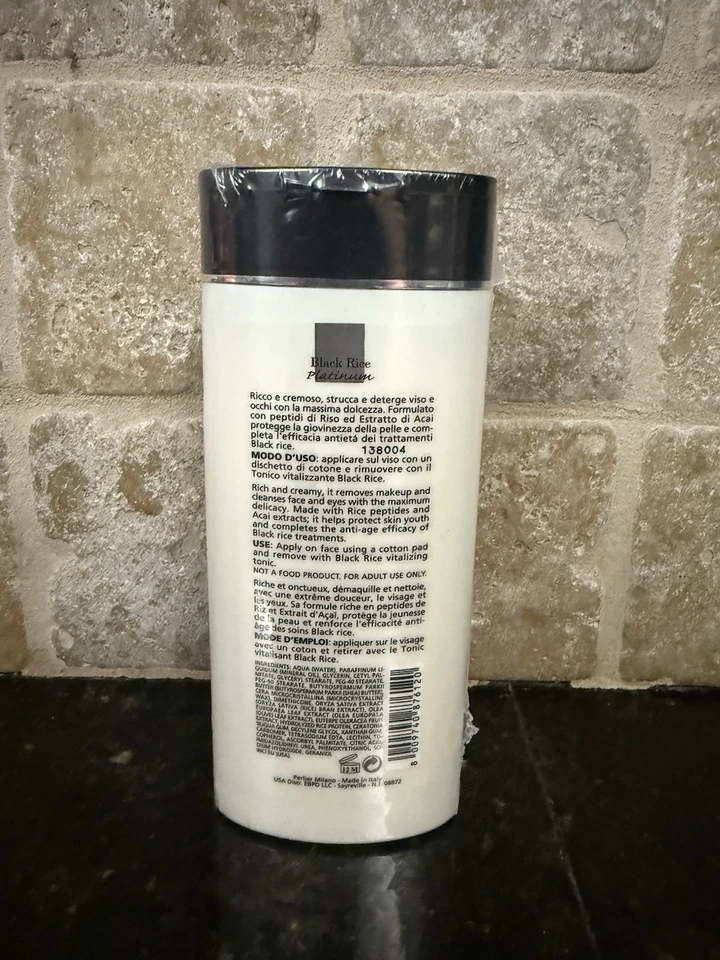 Limpiador facial juvenil leche limpiadora platino arroz negro Perlier 6,7 oz SELLADO Foto 2 de 2