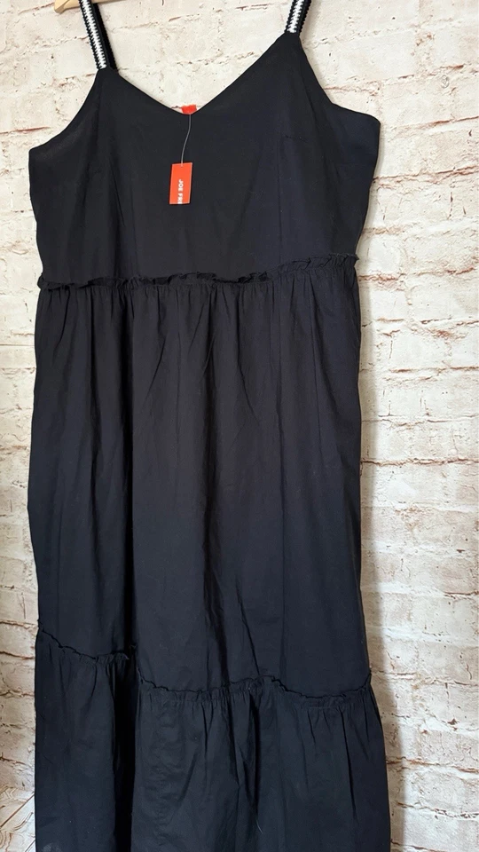 Joe Fresh женщин ярусный хлопок макси сарафан крючком ремень размер L черный новый без ЯРЛЫКОВ - Изображение 4 из 4