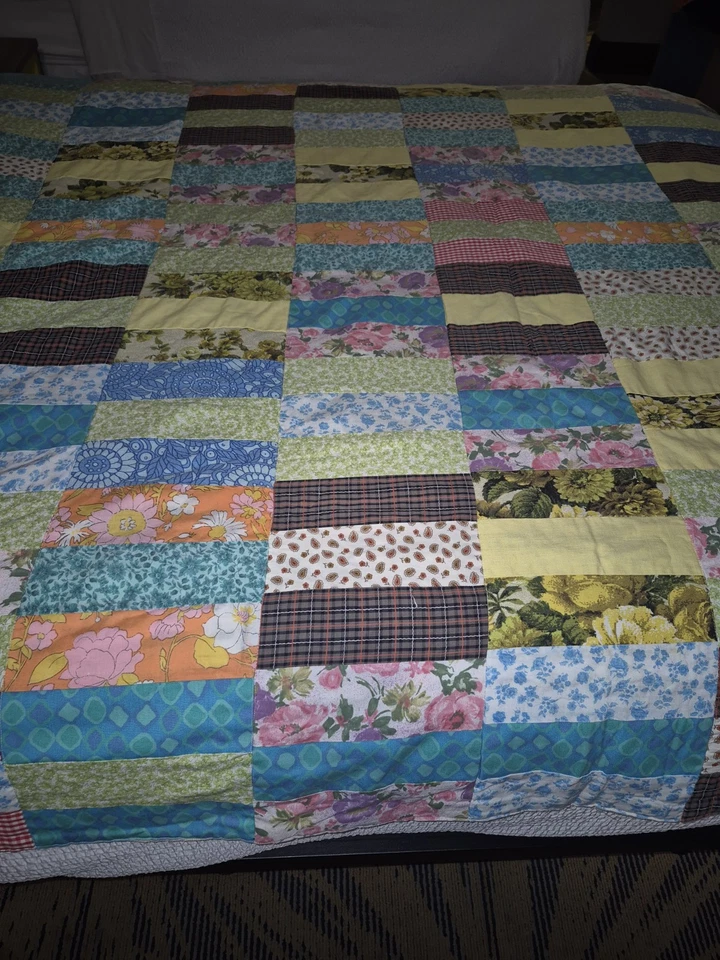 老式手工拼布被子,正装 74x52  — 第 2/4 张图片