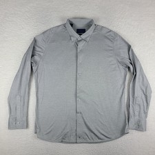 David Donahue Dress Shirt Mens 17.5 / XL Gray Fusion Stretch Cotton Button Up