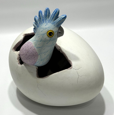 Teodoro Valdovinos Mexico Bird Sculpture Emerging Hatching Egg Handcrafted 6''x4''
