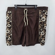 Disney Trunks Mens XL Mickey Mouse Board Shorts Brown Tropical