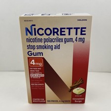 NICORETTE 4mg Cinnamon Surge Gum Stop Smoking Aid, 1 Box, 100 Pieces - Brand NEW
