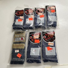 Lotto di 7 tappeti vintage con gancio di chiusura filato 6-cuore rosso - blu reale e 1-carron NOS