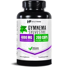Healthfare Gymnema Sylvestre Capsules 4000mg | 200 Vegan Capsules | Herbal