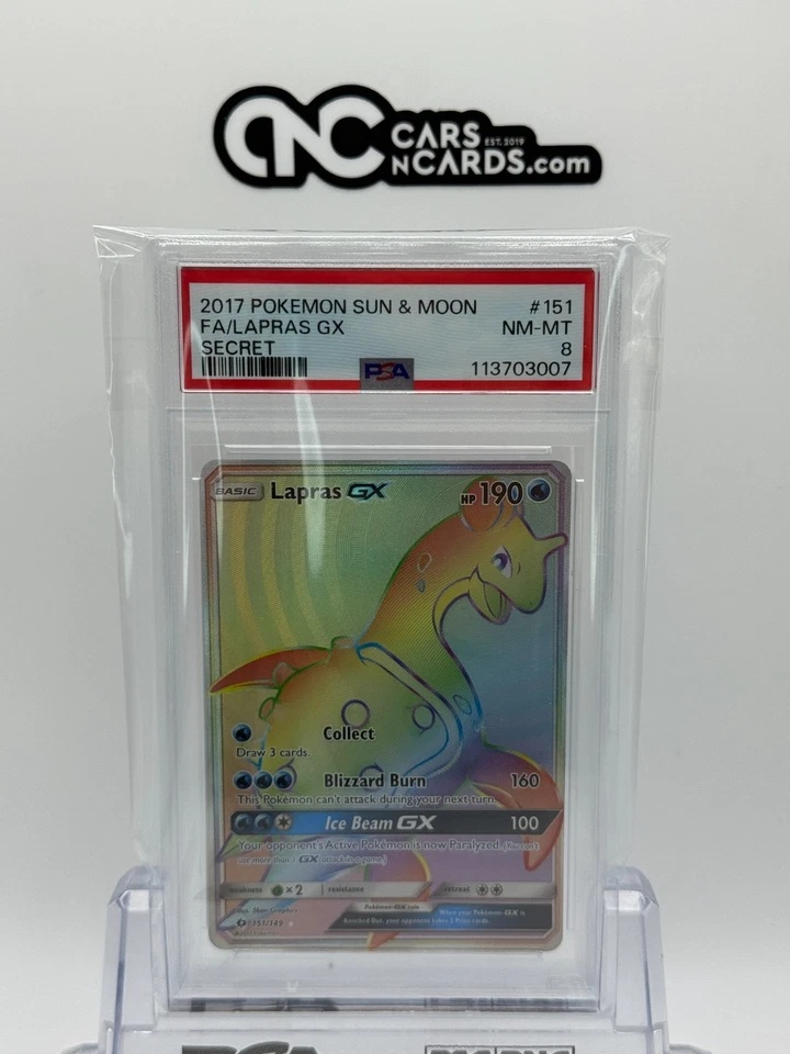 2017 POKEMON SUN & MOON #151 FA/LAPRAS GX SECRET PSA 8 - Image 3 of 4