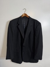 Alexander Shields 50L Charcoal Pinstripe 100% Pure Wool Suit Jacket Park Ave NY