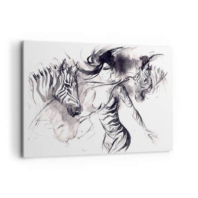 Wandbilder 120x80cm Leinwandbild Zebras Bewegung Eleganz weiblich XXL Bilder