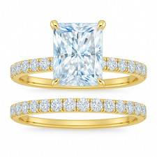 2.6-6.6 CT Hidden Halo Lab Grown Radiant Diamond Engagement Bridal Set in 14k YG