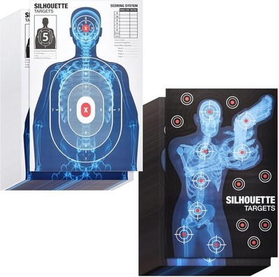 50 Pack Human Silhouette Large Paper Shooting Range Targets - Multicolor