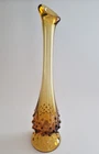 Vintage Fenton Amber glass Hobnail 9.5” Swung Vase bud MCM art deco decorative