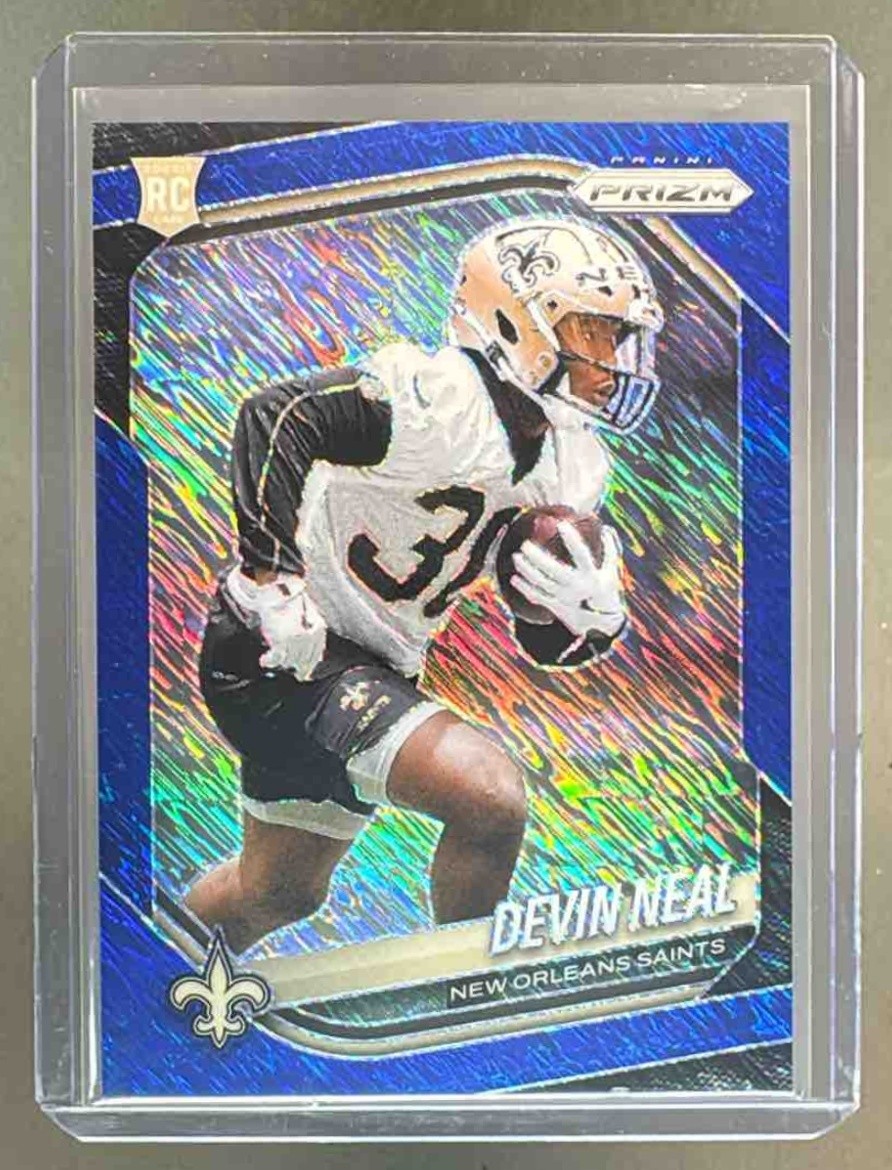 Devin Neal 2025 Panini Prizm #393 Blue Shimmer Rookie RC /35
