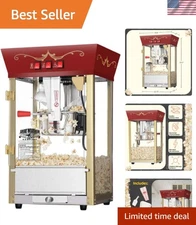 Compact Red Popcorn Machine - 8oz Stainless Steel Kettle & Warming Light