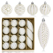 Vintage Christmas Ball Ornaments Set, 3.15" Shatterproof Rustic Farmhouse Tre...