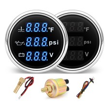 Triple Gauge Set - Water Temp 104f-248f Oil Pressure 0-145psi Voltmet...