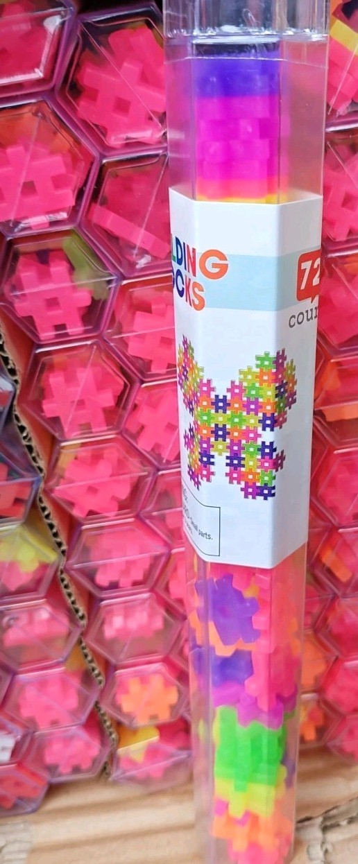 Case Of 81 Bullseye Mini Hashtag Building Blocks 40 Neon & 41 Red, Green &White