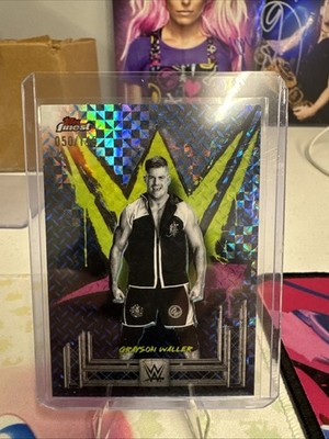 2025 Topps Finest WWE Common Grayson Waller #19 Blue Checkerboard Refractor/149