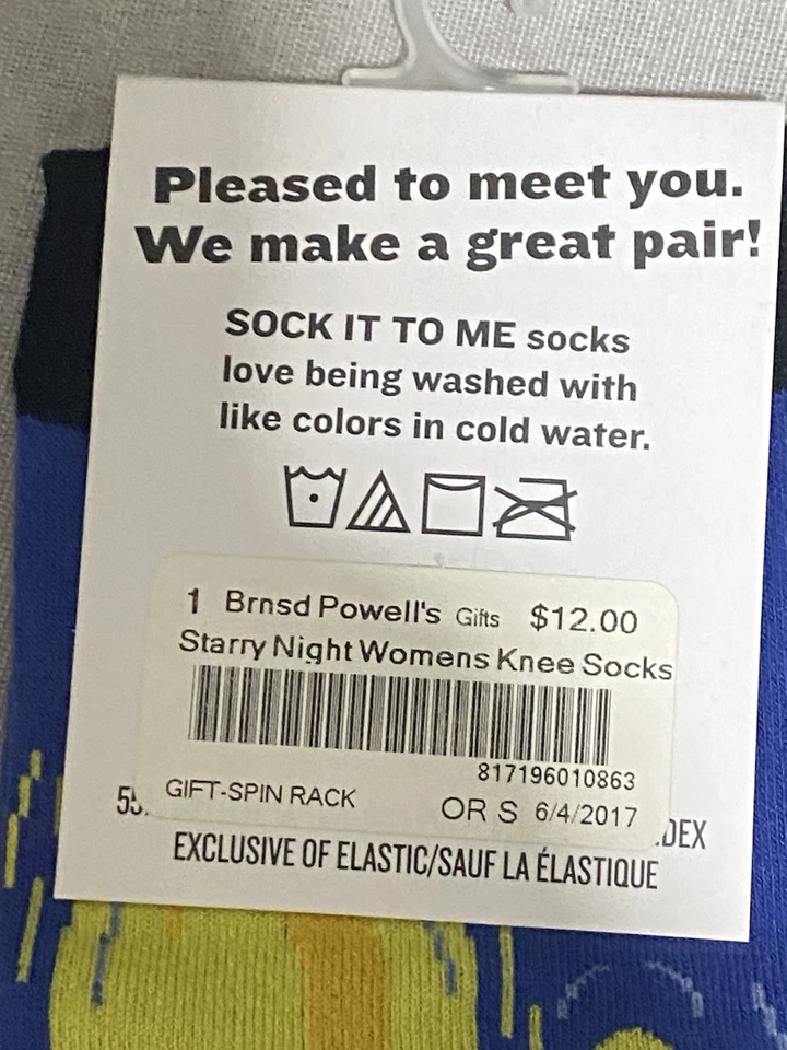 NUEVO CON ETIQUETAS Calcetines Sock It To Me Starry Night Van Gogh Hasta la Rodilla Mujer Azul Negro Color Foto 3 de 4