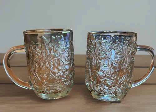 Vintage Princess House Set Of 2 10ozs Crystal Fantasia Cappuccino Mugs.5 3/8"×3"
