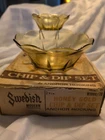Chip And Dip Set. Anchor Hocking.Amber.3 Piece. Original Box.Swedish Modern. MCM