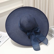 Floppy Foldable Ladies Women Straw Beach Sun Hat Summer Travel Wide Brim Cap UK