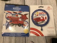 Fire Truck Birthday 5 Bouquet Balloons & 1 Standard Balloon -NEW