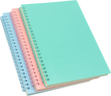 Spiral Notebook, 3 Pcs A5 Thick Plastic Hardcover 8Mm Ruled 3 Color 80 Sheets -1