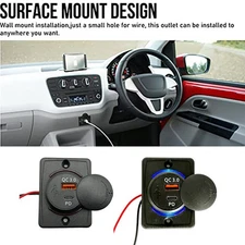 Car USB Fast Charger Socket Power Outlet Adapter Auto Charger 12-24V  18W +PD33W