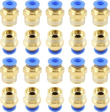20 PCS Male Straight Push to Connect Fittings, 6mm Tube OD x 1/4” NPT Brass 