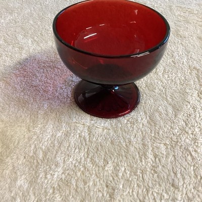 Anchor Hocking  Ruby Red Monarch Champagne Wine/ Dessert/Champagne Glass EUC