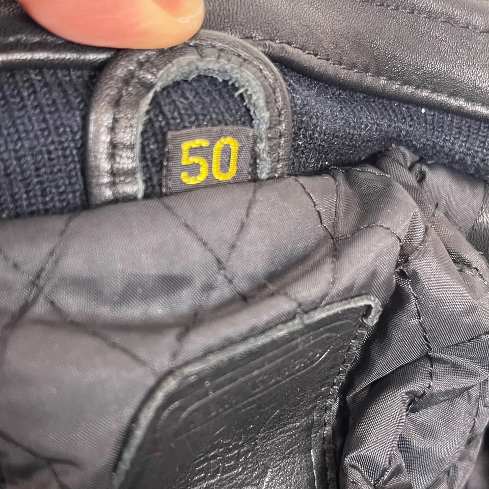 Vintage Hein Gericke Leather Bomber Motorcycle Jacket Quilted Padded Size 50 - Image 2 of 4