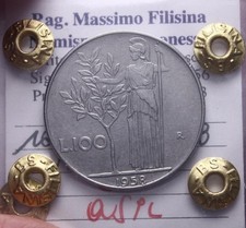 NL* ITALIA Repubblica 100 LIRE MINERVA 1958 Q.SPL Perizia Filisina Massimo