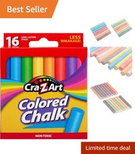 16 Count Rainbow Colored Chalk - Non-Toxic, Water-Resistant Art Supplies