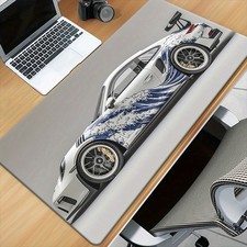 40 90cm Blue  White Racing Sports Car Design Gaming Mouse Pad - Non-Slip Rubber