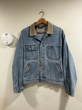 VTG 90s Polo Ralph Lauren USA Flag Denim Jacket Corduroy Collar Size M 22x26 