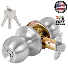 Keyed Entry Door Knob with Lock and Key, Exterior and Interior Door Lock for