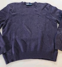 VTG 90s Polo Ralph Lauren Crewneck Sweater XXL Chunky Knit Purple 100 Cotton