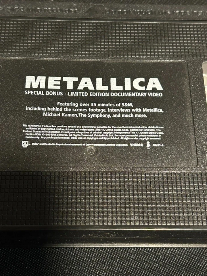 METALLICA (1999, VHS – Elektra) S&M Bonus Doc Tape – Limited Edition Promo - Image 2 of 4