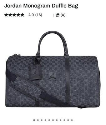 Jordan Large Monogram Polyester Duffle Bag Black/Gray Shoulder Strap